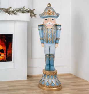 Icy Holiday Blue, White & Gold Life - Size Nutcracker - ironyhome