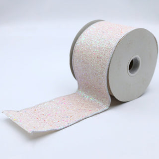 Iridescent Glitter Ribbon with White Dupion Back - ironyhome