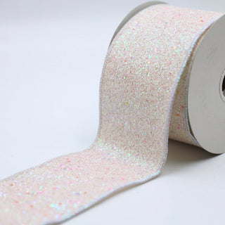 Iridescent Glitter Ribbon with White Dupion Back - ironyhome