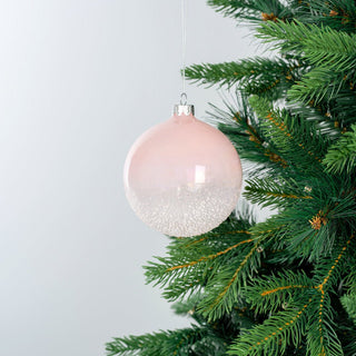 Iridescent Pink Glass Ball Ornament with Sugar Beads - ironyhome