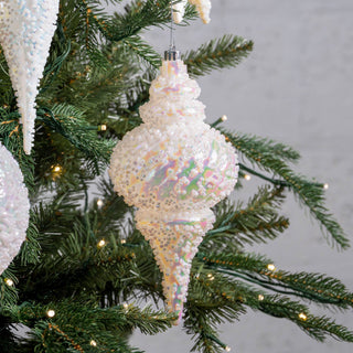 Iridescent White Finial with Sugar Beads - Irony Home