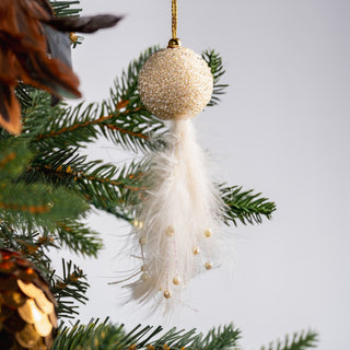 Ivory Feather Tassel Ornament - ironyhome
