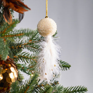 Ivory Feather Tassel Ornament - ironyhome