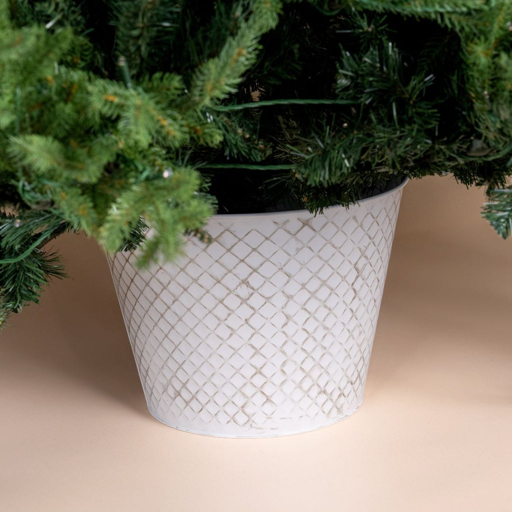 Ivory & Gold Metallic Bucket Tree Stand - Irony Home – ironyhome