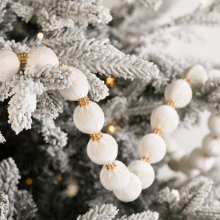 Ivory Velvet and Crystal Lace Ball Garland - Irony Home