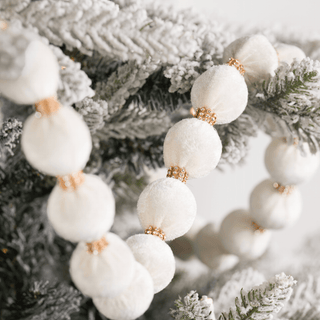Ivory Velvet and Crystal Lace Ball Garland - Irony Home