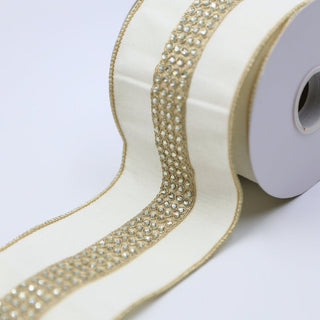 Ivory Velvet Ribbon with Diamond Centre - ironyhome