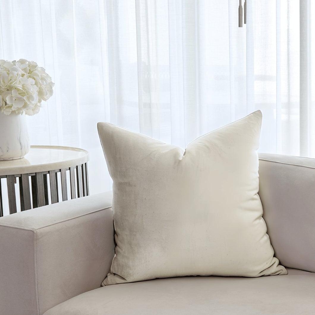 Ivory Velvet Square Cushion - ironyhome