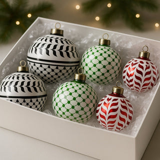 Joy Without Borders: Palestinian Keffiyeh Ornament Sets - ironyhome