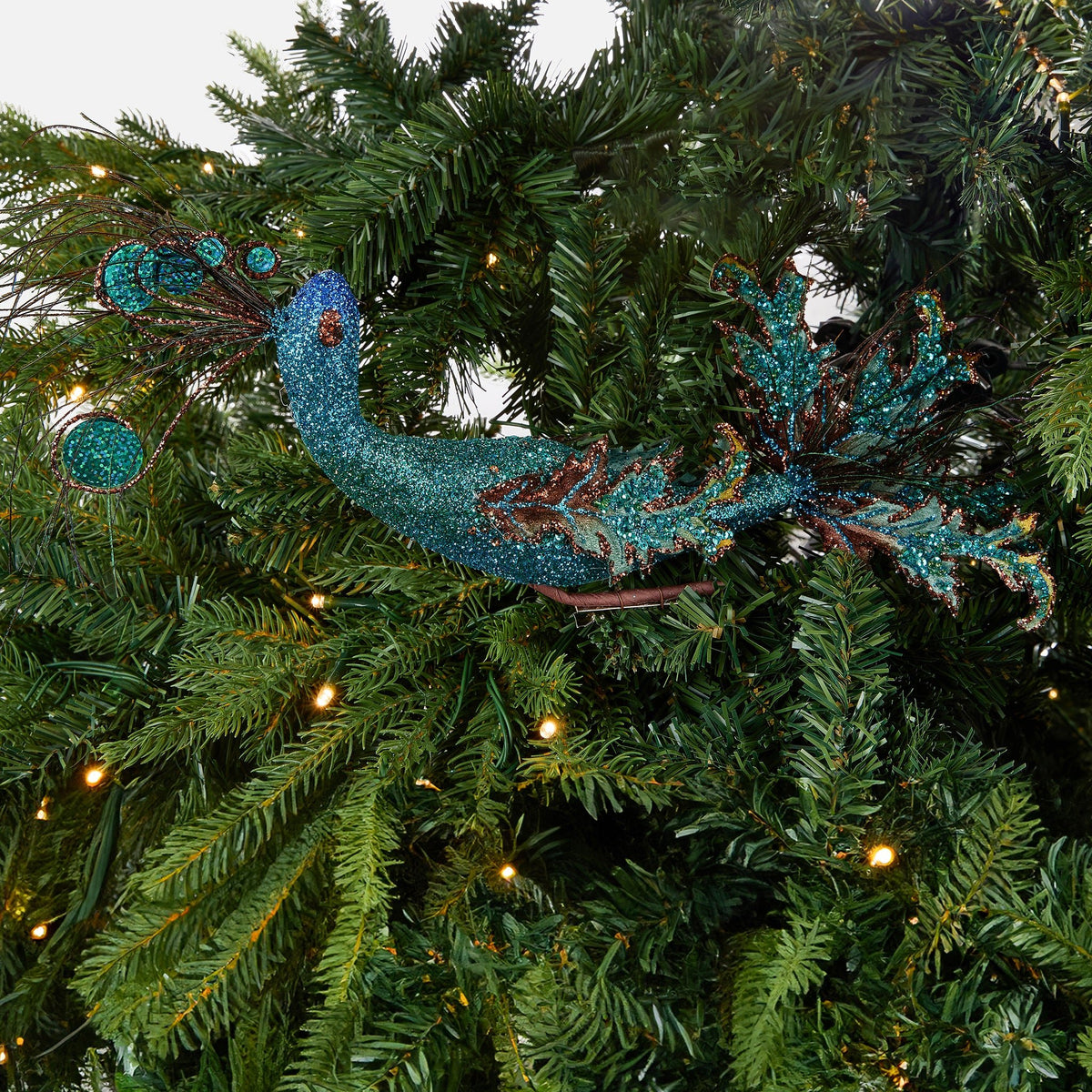 Large Peacock Glitter Ornament