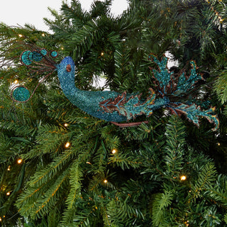 Large Peacock Glitter Ornament - Set of 4