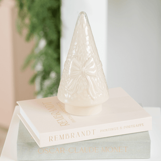 LED Glass Cone Tree with Bow Inlaid - Irony Home