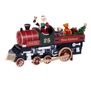 LED & Music Santa with Gift - Loaded Train Table Top - ironyhome