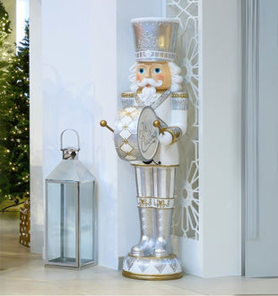 Life - Size White & Champagne Christmas Nutcracker with LED Lights - ironyhome