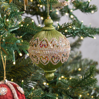 Lime Green Vintage Ornament with Jewels - ironyhome