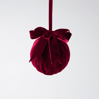 Lush Burgundy Ball Ornament with Bow on Top - Irony Home