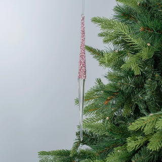 Luxe Crystal Finial Ornament with Pink Glitter - ironyhome