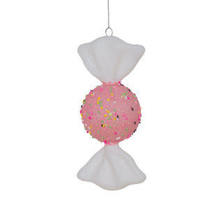 Luxury Blush & White Mini Candy Apple Ornament with Glittered Sugar - ironyhome