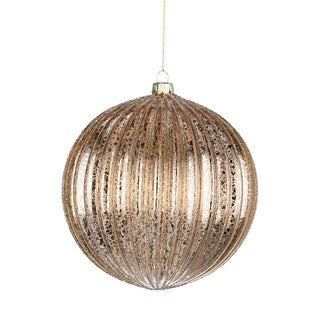 Luxury Gold Glass Ball Ornament with Ribbed Texture - ironyhome