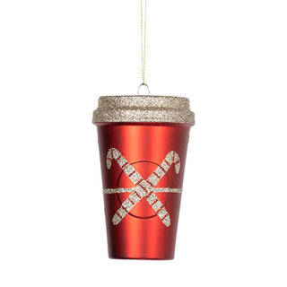 Luxury Yuletide Red & Champagne Coffee Cup Ornament - ironyhome