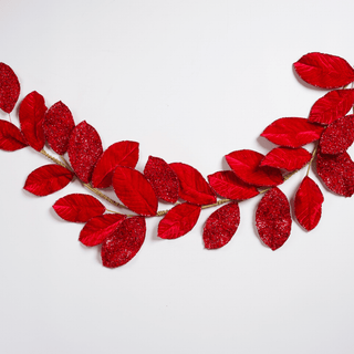Majestic Red Magnolia Leaf Garland - Irony Home
