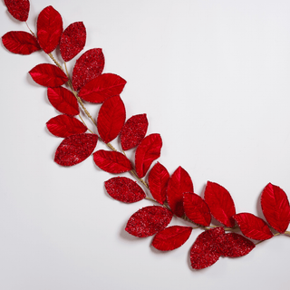 Majestic Red Magnolia Leaf Garland - Irony Home