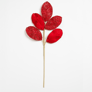Majestic Red Magnolia Leaf Pick - Irony Home