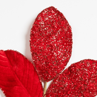 Majestic Red Magnolia Leaf Pick - Irony Home