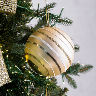 Matte Champagne Swirl Ball Ornament - Irony Home