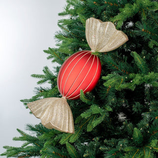 Matte Red & Champagne Oval Candy Ornament - ironyhome
