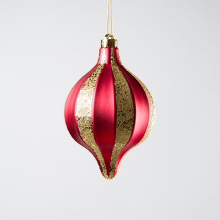 Matte Red Gold Glitter Straight Drop Ball 7.5-Inch - Irony Home