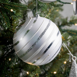 Matte Silver Swirl Ball Ornament - ironyhome