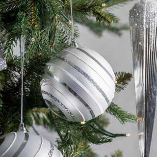 Matte Silver Swirl Ball Ornament - ironyhome