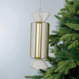 Matte White & Champagne Glitter BonBon Ornament - ironyhome