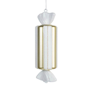 Matte White & Champagne Glitter BonBon Ornament - ironyhome