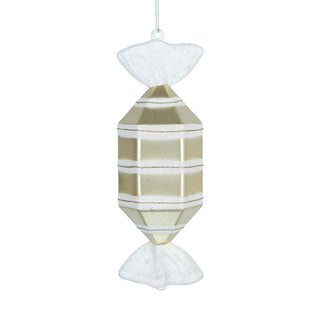 Matte White & Champagne Glitter Candy Ornament - ironyhome