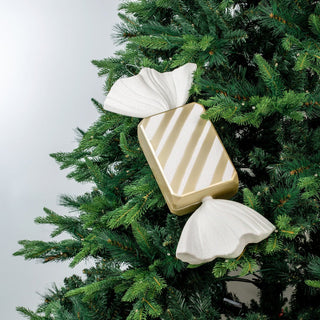 Matte White & Champagne Rectangle Candy Ornament - ironyhome