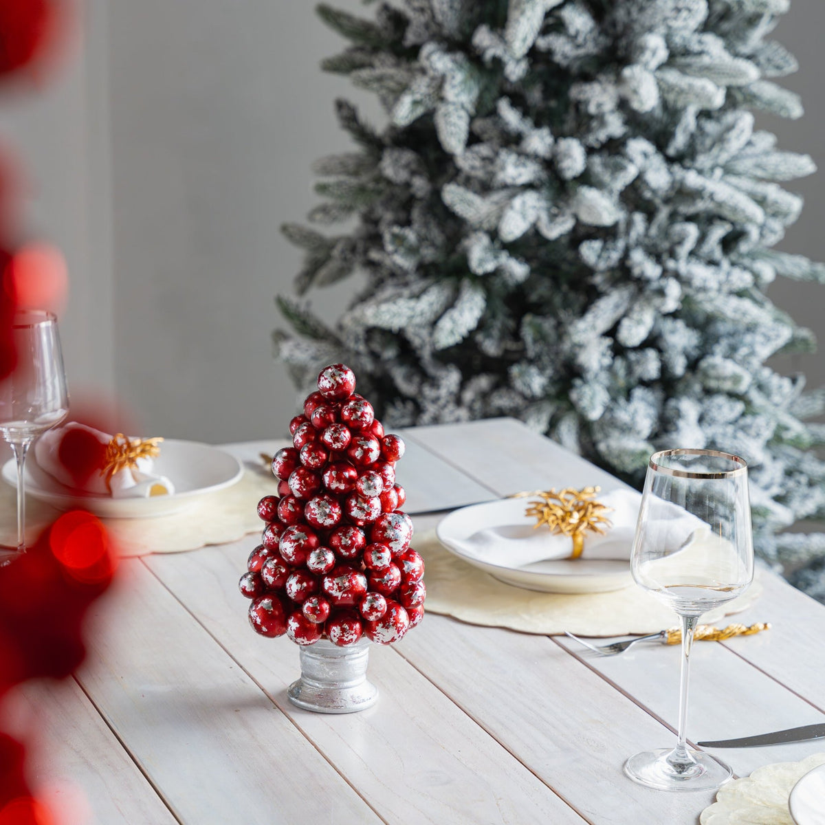 Metallic Red Bauble Tabletop