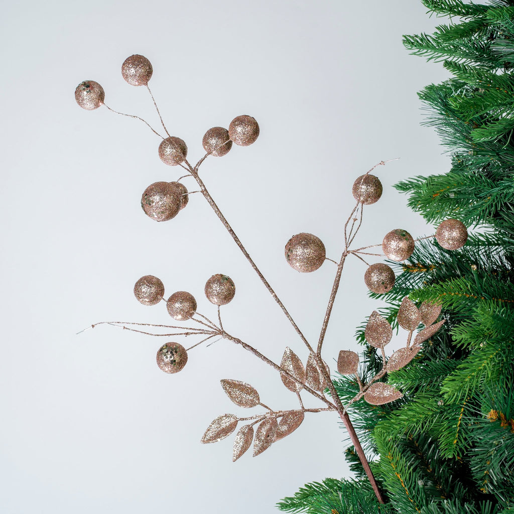 Mettalic Pink Festive Berry Tree Pick - Irony Home