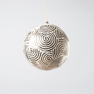 Mint Green Beige Woven Ball Ornament 6-inch - Irony Home