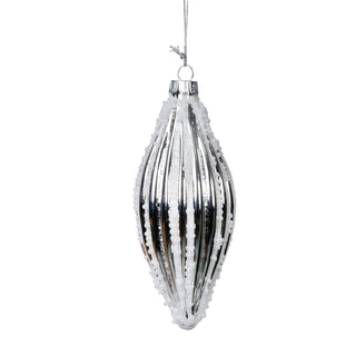 Mirror Ribbed Shuttle Ornament with Sugar Beads - ironyhome