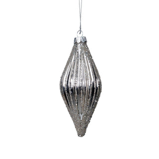 Mirror Ribbed Shuttle Ornament with Sugar Beads - ironyhome