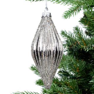 Mirror Ribbed Shuttle Ornament with Sugar Beads - ironyhome