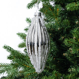 Mirror Ribbed Shuttle Ornament with Sugar Beads - ironyhome