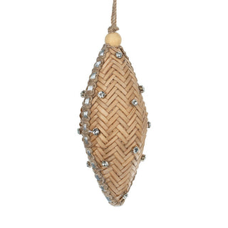 Natural Rafia Shuttle Ornament with Crystal Accents - ironyhome