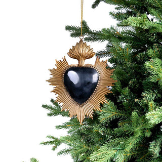 Opulent Black & Gold Vintage Milagro Heart Ornament - ironyhome