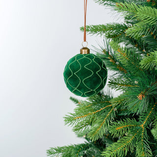Opulent Green Glass Ornament with Velvet & Glitter Detailing - ironyhome