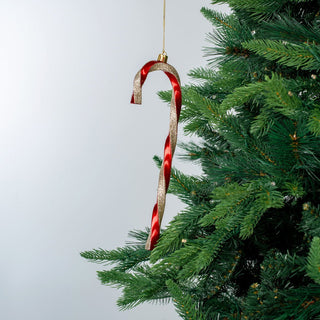 Opulent Red & Champagne Glitter Candy Cane - ironyhome