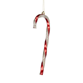 Opulent Red & Champagne Glitter Candy Cane - ironyhome
