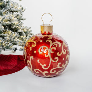 Oversized Under the Tree Ball with LED lights - Red & White